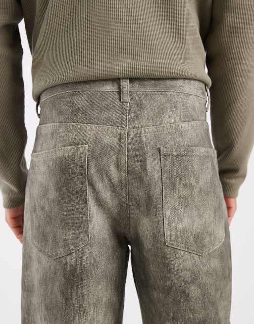 ASOS DESIGN – Khakifärgade, suddigt mönstrade, baggy byxor, 5 av 5