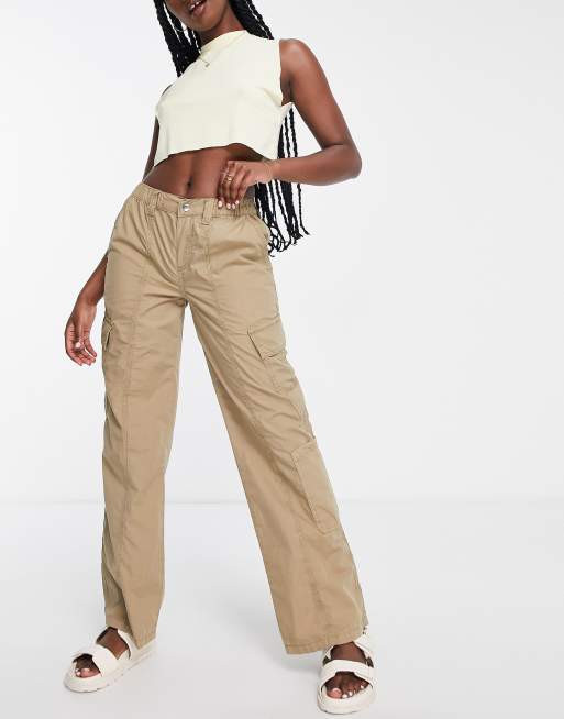 ASOS DESIGN – Khakifärgade urtvättade cargobyxor i 00-talsstil, 4 av 4