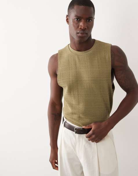 ASOS DESIGN – Khakifärgat, kraftigt linne i regular fit med textur - view 1