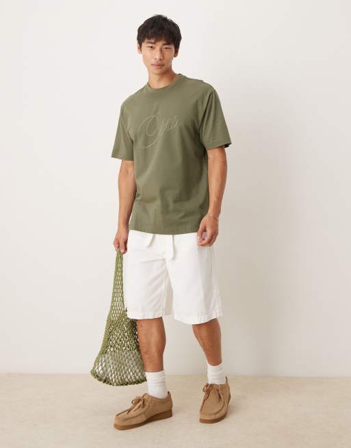 ASOS DESIGN - Khakifarvet t-shirt med afslappet pasform og printdetaljer, 2 af 4