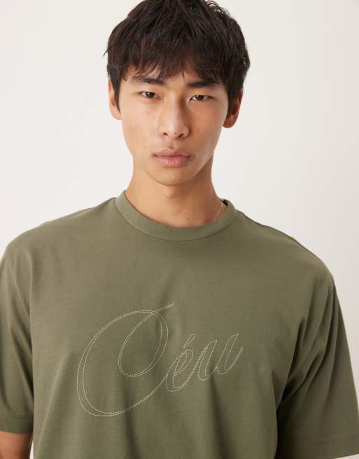 ASOS DESIGN - Khakifarvet t-shirt med afslappet pasform og printdetaljer, 4 af 4