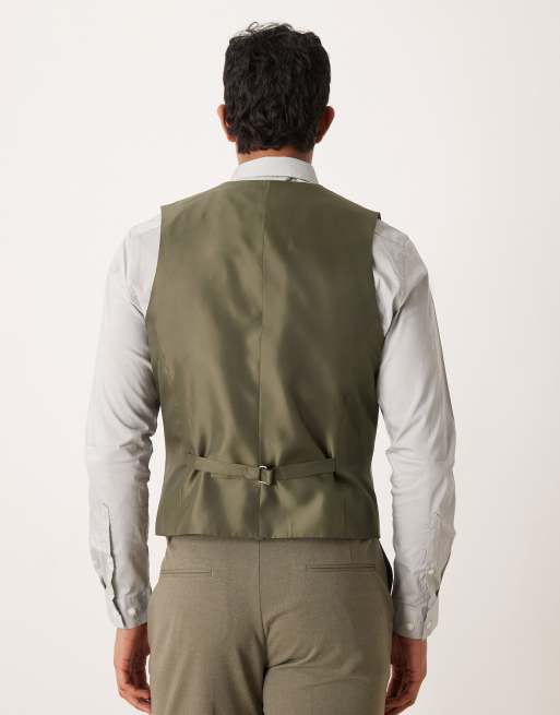 ASOS DESIGN - Khakigrøn og smal habitvest, 3 af 5