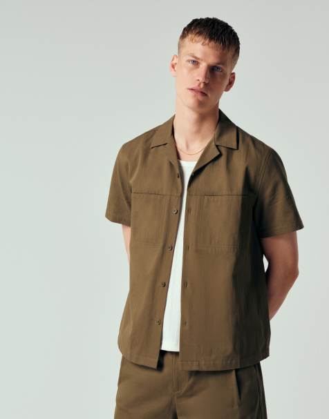 ASOS DESIGN - Khakigrøn skjorte - Del af sæt - view 1