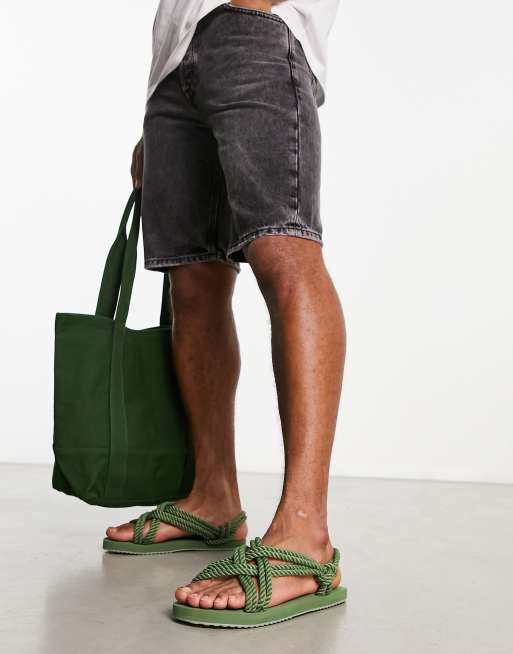 ASOS DESIGN - Khakigrønne sandaler med reb-design 