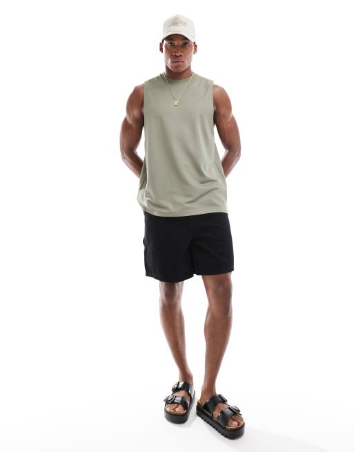 ASOS DESIGN – Khakigrönt, avslappnat linne i sportig mesh