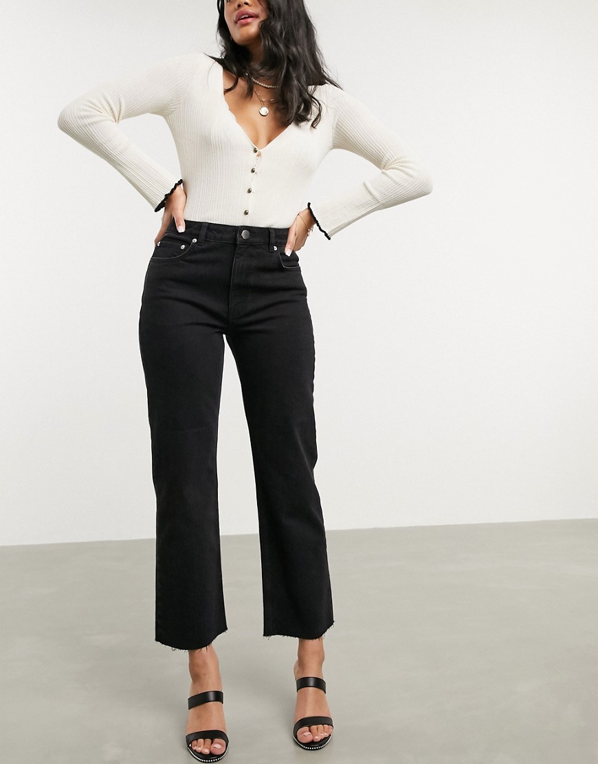 ASOS DESIGN - Kick-flare jeans met hoge taille en stretch in zwart