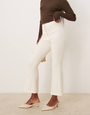 Asos Design Kick Flare Tailored Pants In Cream-white