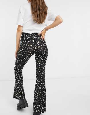 ASOS DESIGN kick flare pants in blue floral print