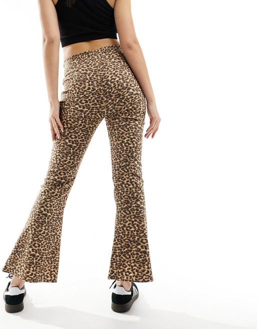 Plus Size Leopard Print Kick Flare Pants