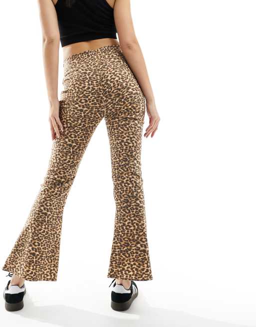 Plus Size Leopard Print Kick Flare Pants