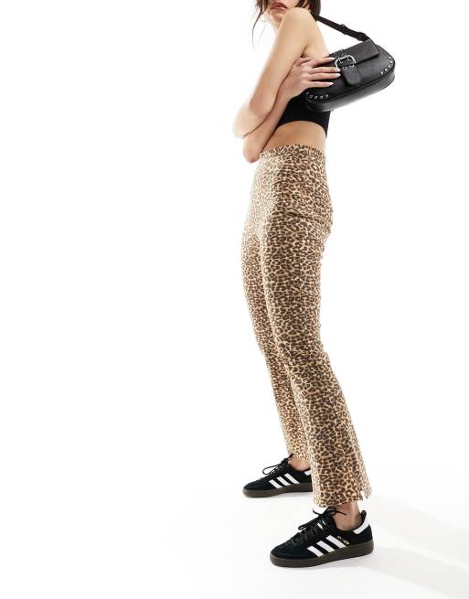 ASOS DESIGN wide leg trousers in leopard print