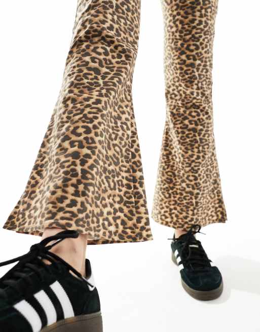 Plus Size Leopard Print Kick Flare Pants