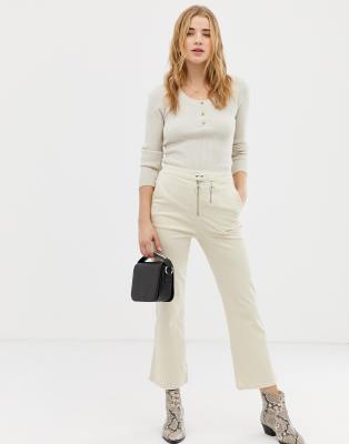 ASOS DESIGN ASOS DESIGN kick flare trouser with double zip in bone-White