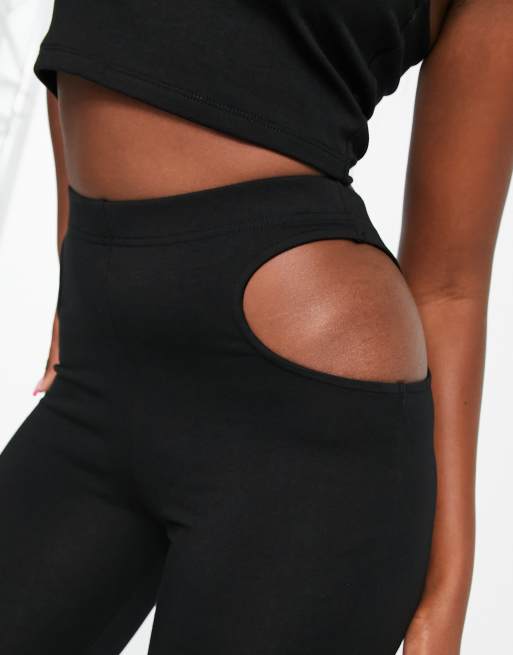 ASOS DESIGN kick flares with hip cut outs in black (part of a set), 3 of 4