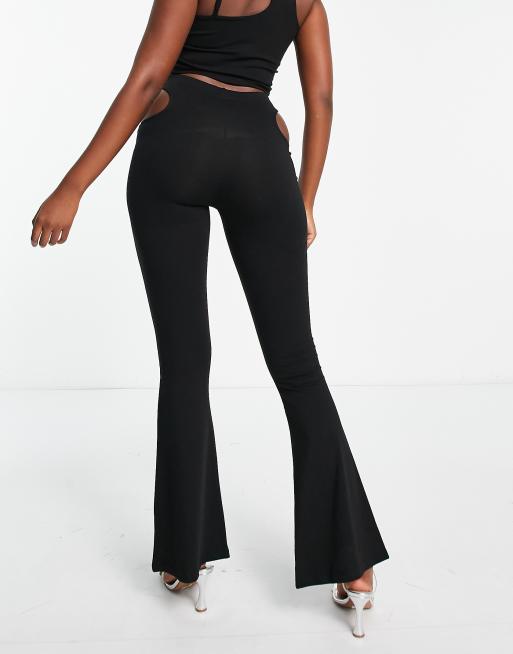 ASOS DESIGN kick flares with hip cut outs in black (part of a set), 4 of 4