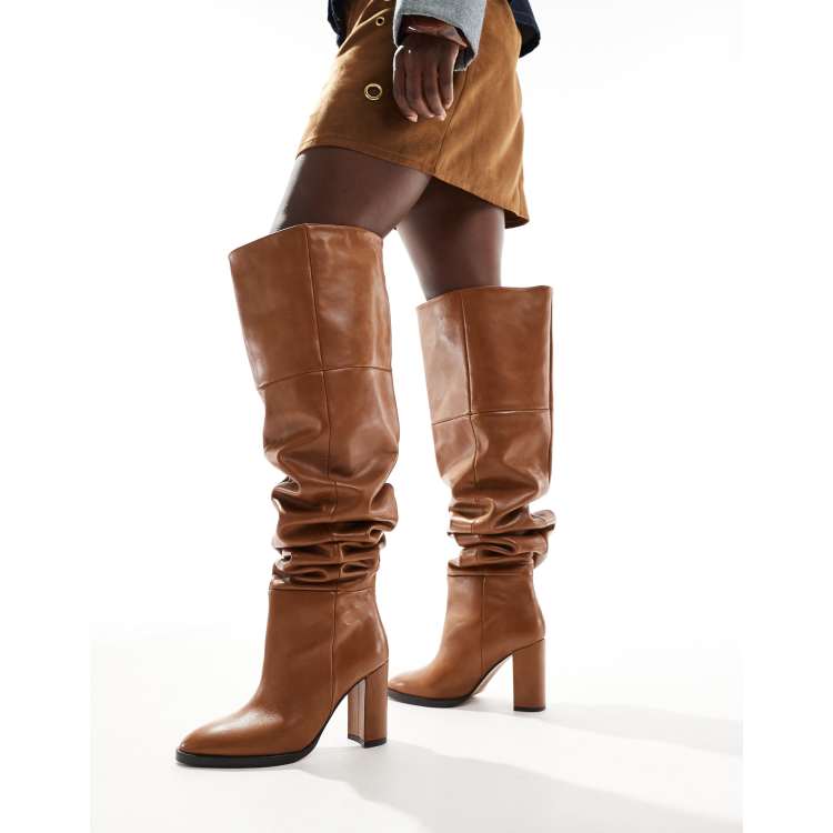 Khaki over the knee boots best sale