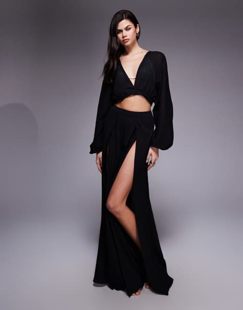 ASOS DESIGN - Kiki - Strandbroek met split aan de voorkant in zwart - view 1