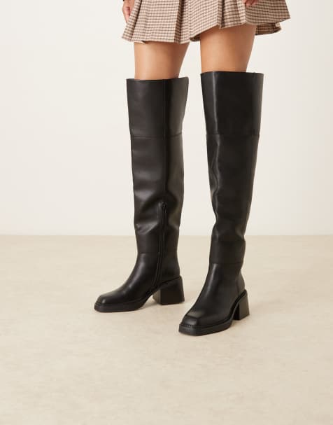 ASOS DESIGN Kilian chunky over the knee boots in black - view 1
