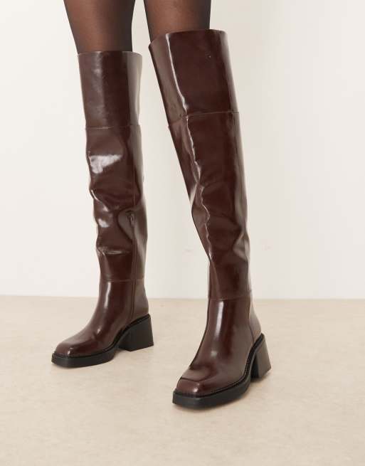 ASOS DESIGN Kilian chunky over the knee boots in brown