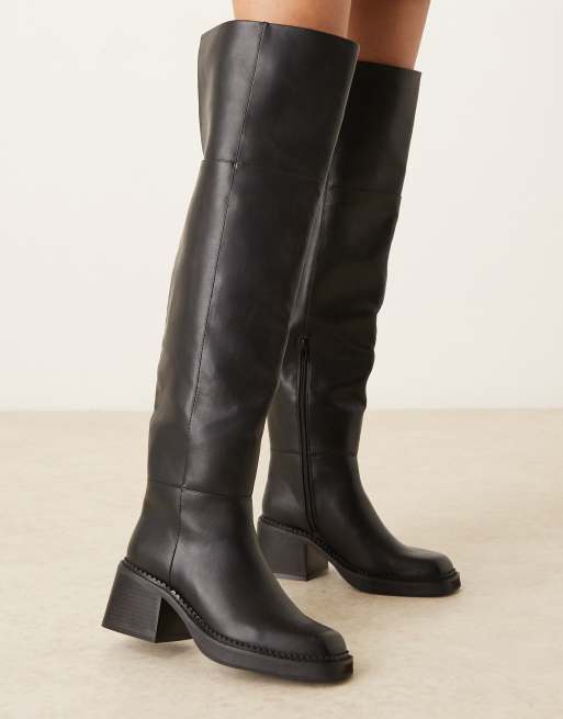 ASOS DESIGN – Kilian – Czarne kozaki za kolano na grubej podeszwie, 2 z 4