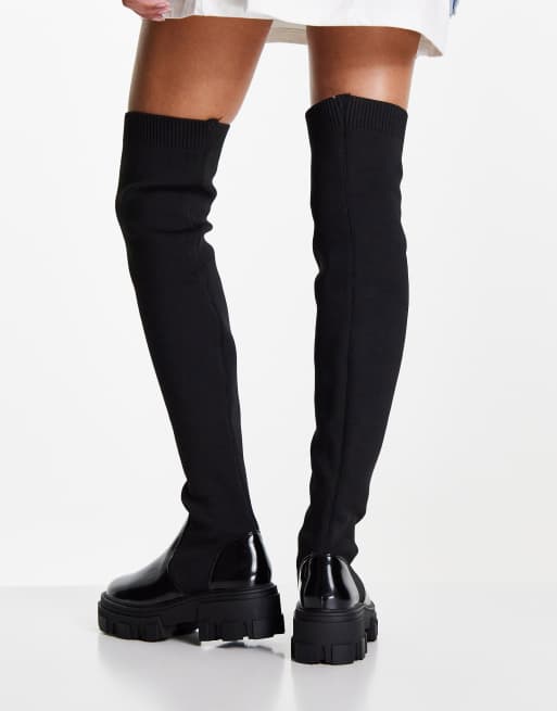 ASOS DESIGN - Kimmy - Cuissardes plates et épaisses - Noir, 2 de 4