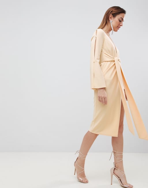 ASOS DESIGN kimono button plunge midi dress