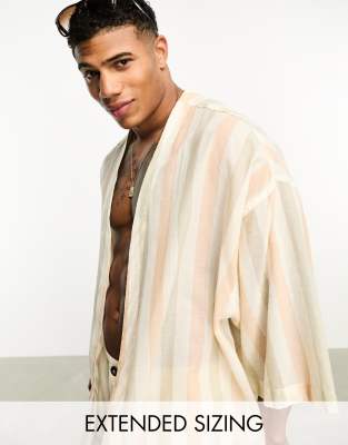 ASOS DESIGN kimono in neutral stripe