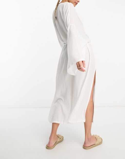  ASOS DESIGN - Kimono long de plage - Blanc, 2 de 4