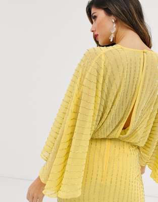 asos yellow sequin dress