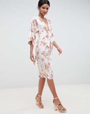 floral jacquard midi dress