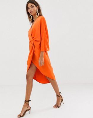 wrap dress with flutter sleeves