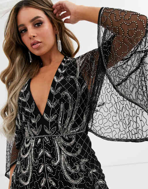 Asos black kimono sales dress