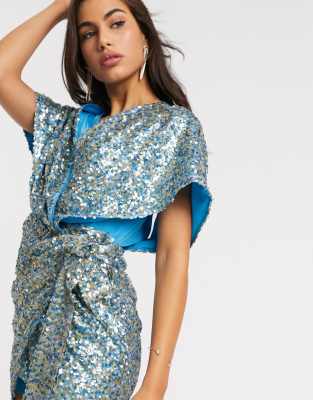 asos blue sequin dress