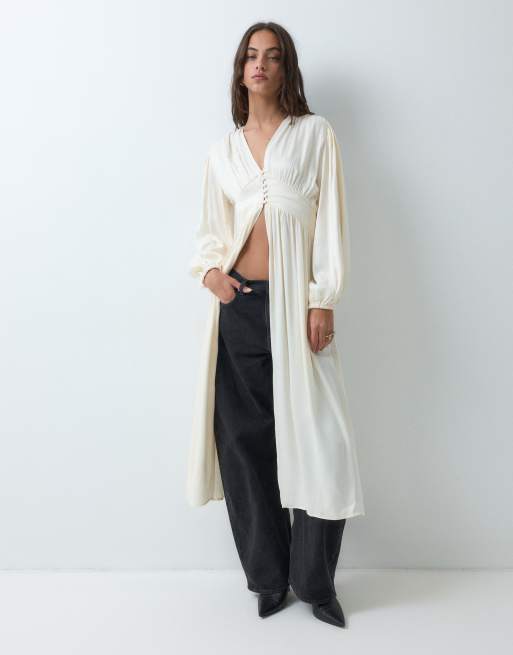 ASOS DESIGN Kimono mit Raffungen in Cremeweiß, 4 von 5