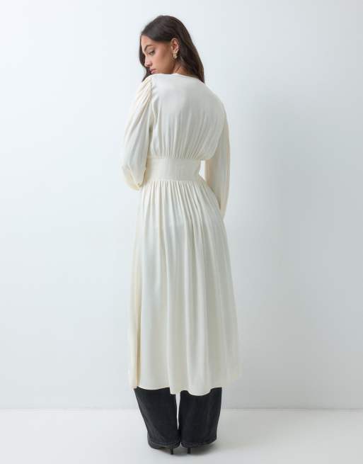 ASOS DESIGN Kimono mit Raffungen in Cremeweiß, 5 von 5