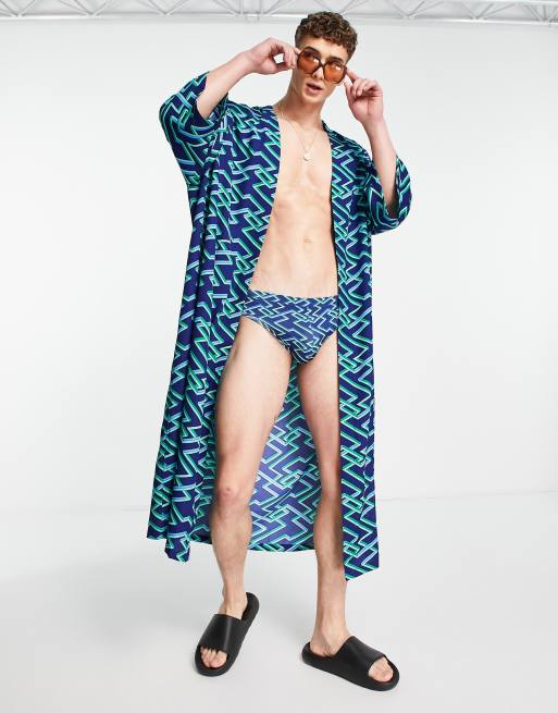 ASOS DESIGN – Kimono o wydłużonym fasonie w geometryczny wzór, część zestawu