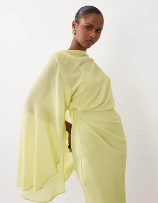 asos design kimono sleeve sash midi dress in soft jacquard Plisse Ring Vestido Kimono Asos Asos Design Kimono Sleeve Sash Midi Dress  In Soft Jacquard Sale