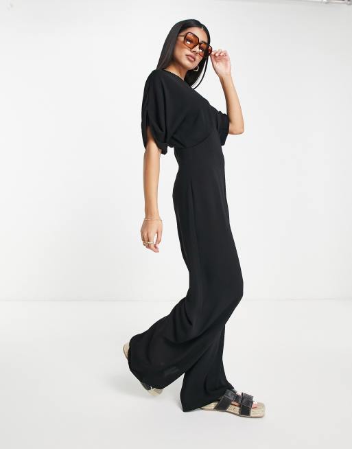 Navy Shirt Wrap Culotte Jumpsuit