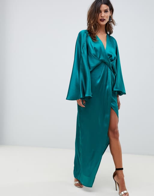 ASOS DESIGN kimono sleeve maxi dress with twist detail