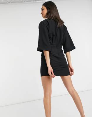 black kimono mini dress