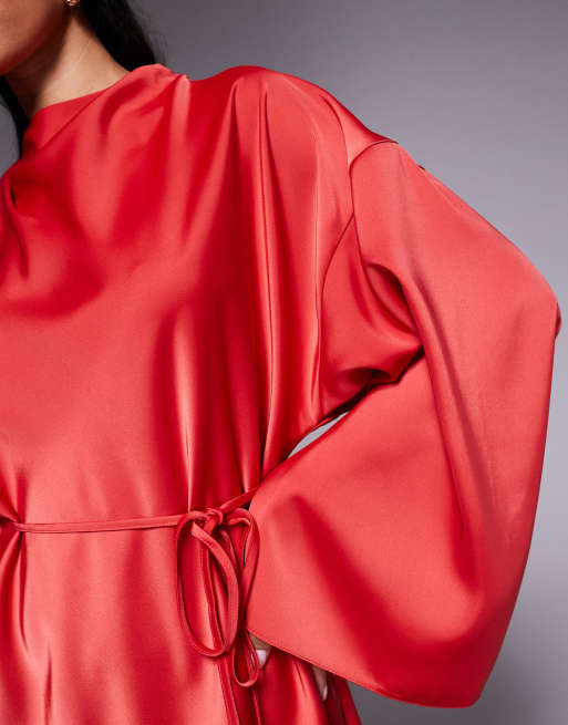 ASOS DESIGN kimono sleeve mini dress in bright red