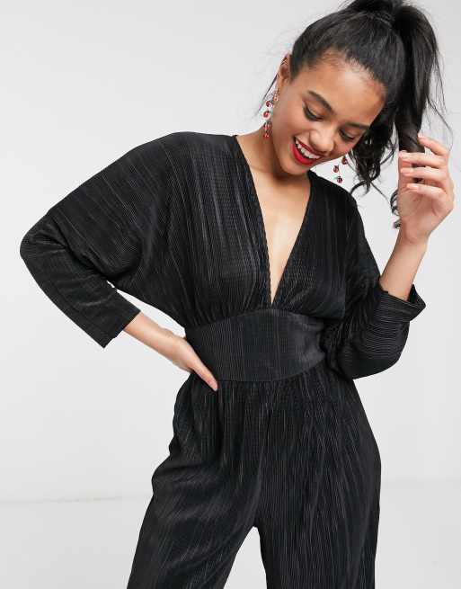 ASOS DESIGN kimono sleeve plisse jumpsuit