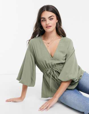 ASOS DESIGN kimono top with draw string 