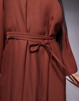 asos design kimono sleeve sash midi dress in soft jacquard Plisse Ring Vestido Kimono Asos Asos Design Kimono Sleeve Sash Midi Dress  In Soft Jacquard Sale