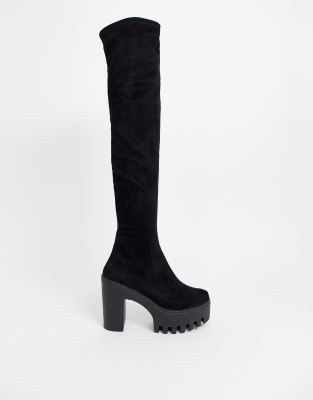 black knee high boots asos