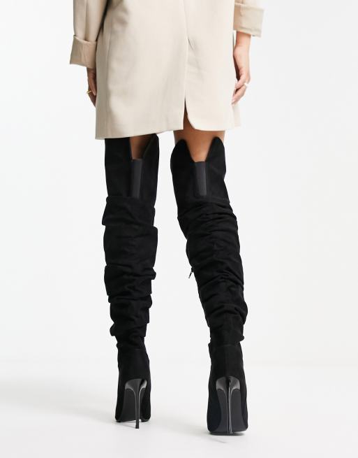 Asos katcher heeled over the sales knee boots