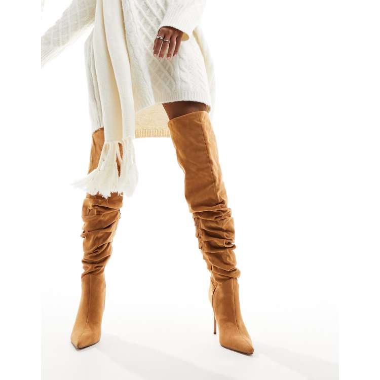 Tan store ruched boots