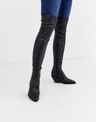 flat black thigh boots