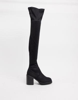 black over the knee high heel boots