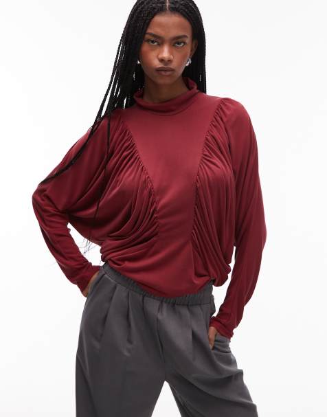 ASOS DESIGN - Kirsebærrød top med flagermusærmer i modal - view 1